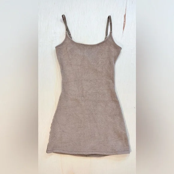 Skims Women's Terry Scoop-neck Cotton-blend Towelling Mini Dress in desert tan - Picture 3 of 8